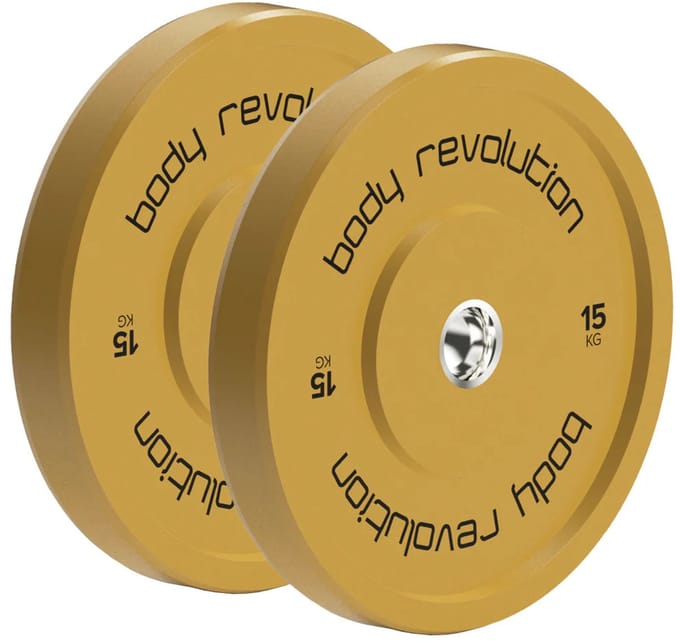 Olympische bumper plates - geel - 2x15 kg - per paar