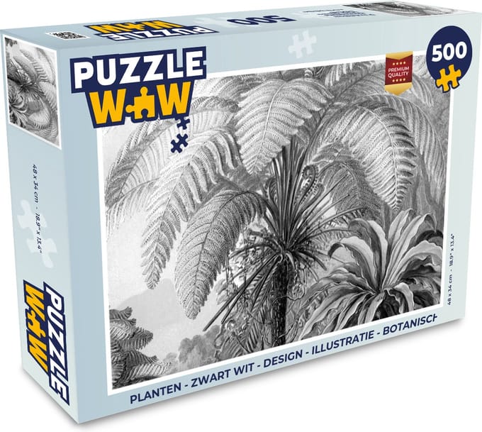 Puzzel Planten - Zwart wit - Design - Illustratie - Botanisch - Legpuzzel - Puzzel 500 stukjes