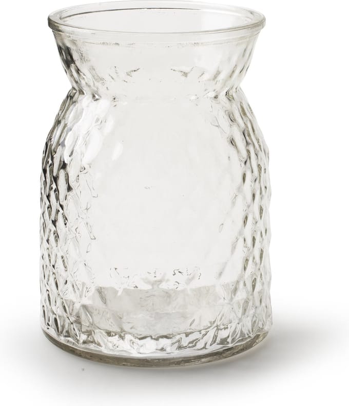 Jodeco Bloemenvaas - helder bewerkt/transparant glas - 16 x 12 cm
