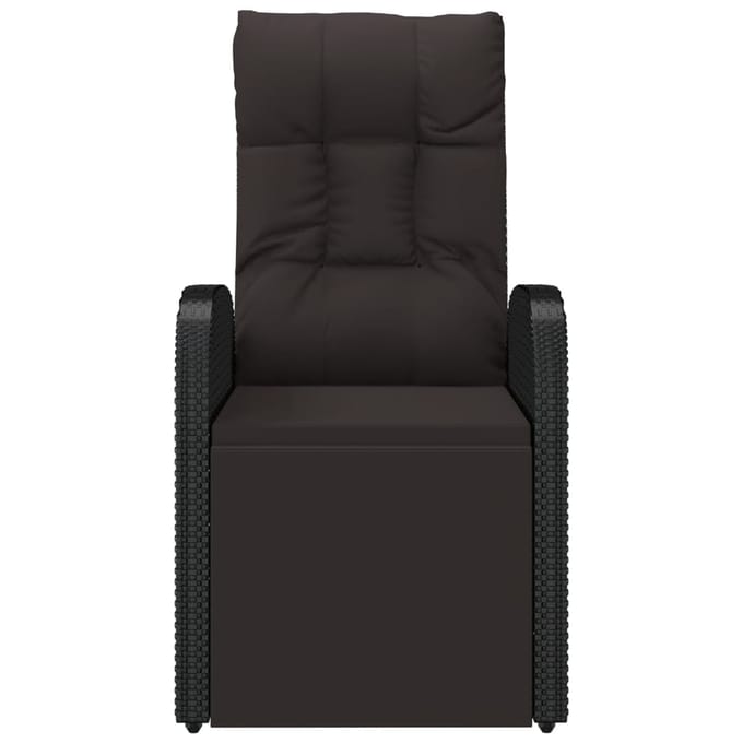 vidaXL - Tuinstoel - verstelbaar - met - kussen - poly - rattan - zwart