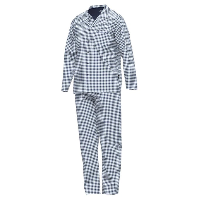 Gotzburg heren pyjama met knoopjes - donkerblauw geruit