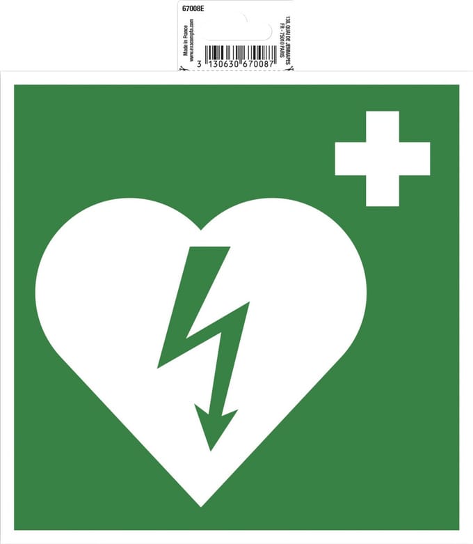 Exacompta Zelfklevend bord defibrillator 20cm - Groen - 67008E