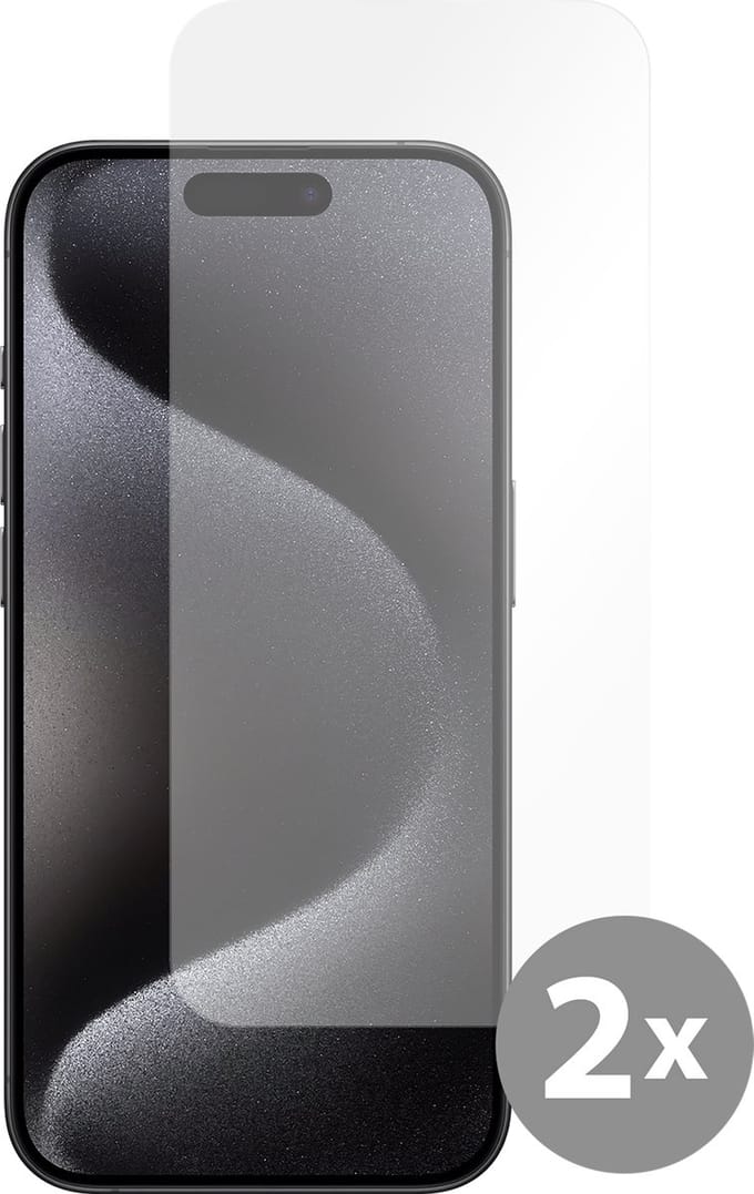 Just in Case screenprotector geschikt voor iPhone 15 Pro - Screenprotector Gehard Glas - 2 Stuks