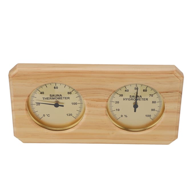 Houten Saunathermometer Hygrometer 2-in-1 Vochtigheid Temperatuurmeting Binnenthermometer Vochtigheidsmeter voor Hotel beige