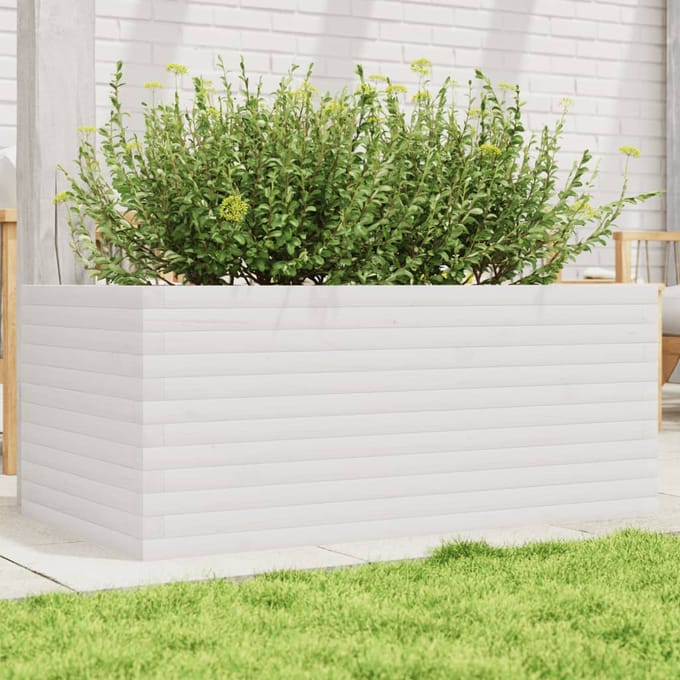 vidaXL - Plantenbak - 110x60x45,5 - cm - massief - grenenhout - wit