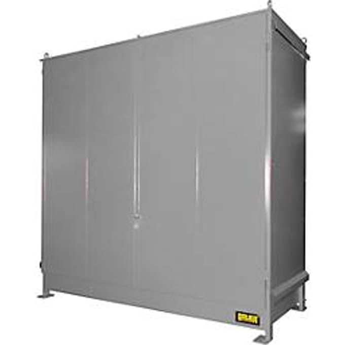 Stellingcontainer BAUER CEN 33-2 IBC, staal, dubbele scharnierdeur, B 3510 x D 1500 x H 3485 mm, grijs