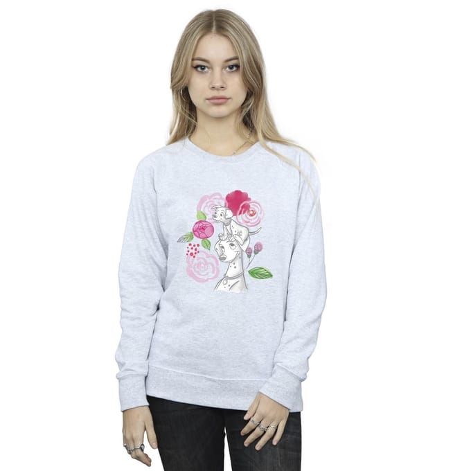 Disney Dames/Dames 101 Dalmatiërs Bloemen Sweatshirt (Sportgrijs)