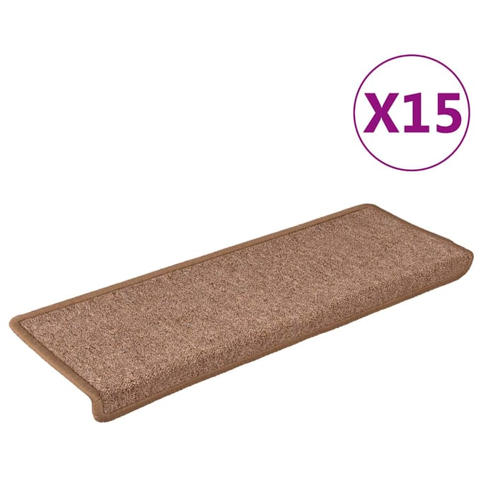 vidaXL - Trapmatten - 15 - st - 65x21x4 - cm - Bruin - Rechthoekige - Rand