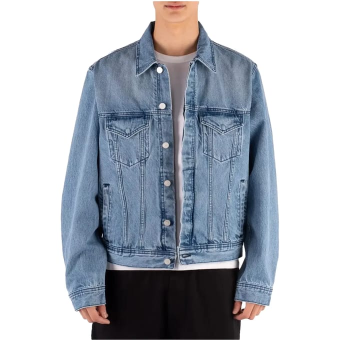Jeans Man Circle Logo Jeans Jacket Denim Bleached