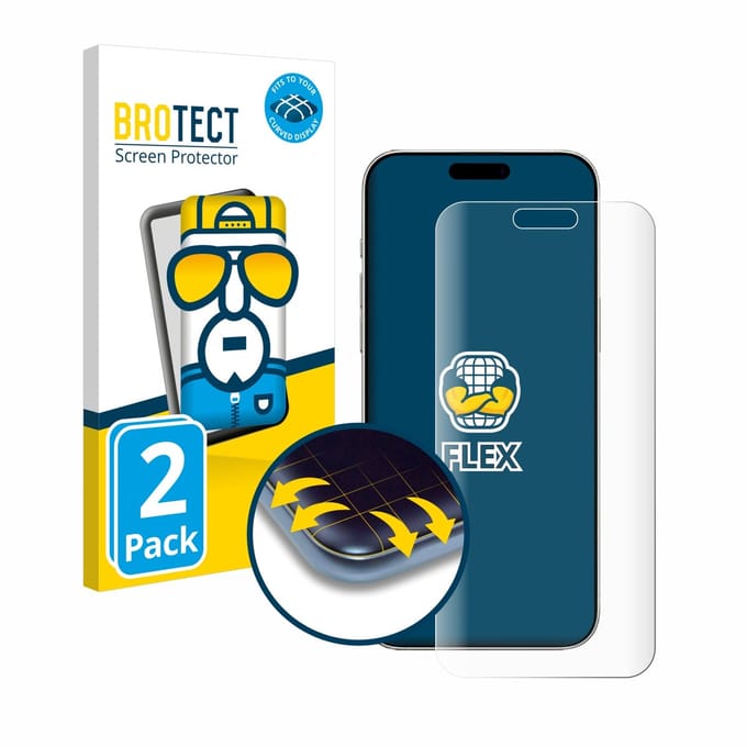 BROTECT - Screenprotector voor Apple iPhone 16 Pro - Folie Beschermfolie transparant volledig dekking - 2 Stuks