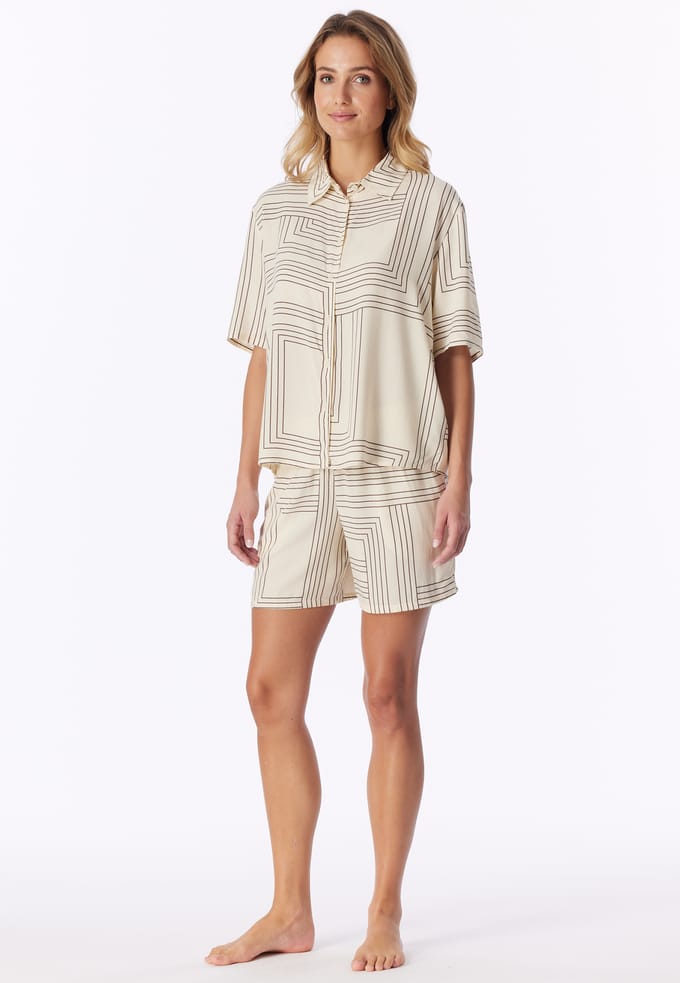 Korte pyjama van geweven stof met seasalt - print - Selected Premium 44