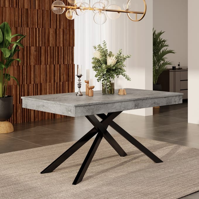 Sweiko Uitschuifbare Eettafel - 140/180 x 80 cm - Versterkt tafelblad - Metalen poten - Grijs