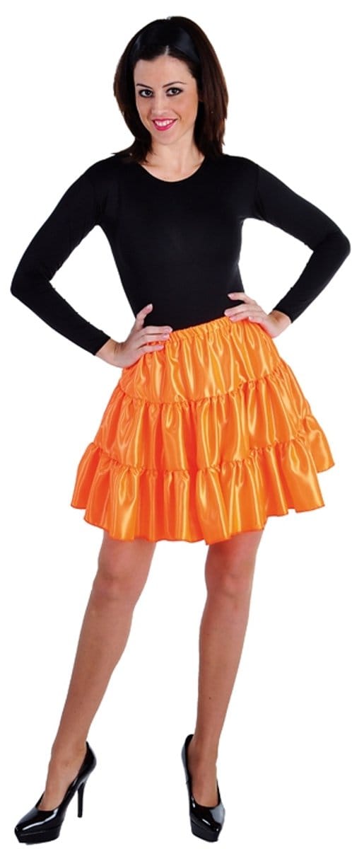 Volangen rok kort oranje - Maat XL
