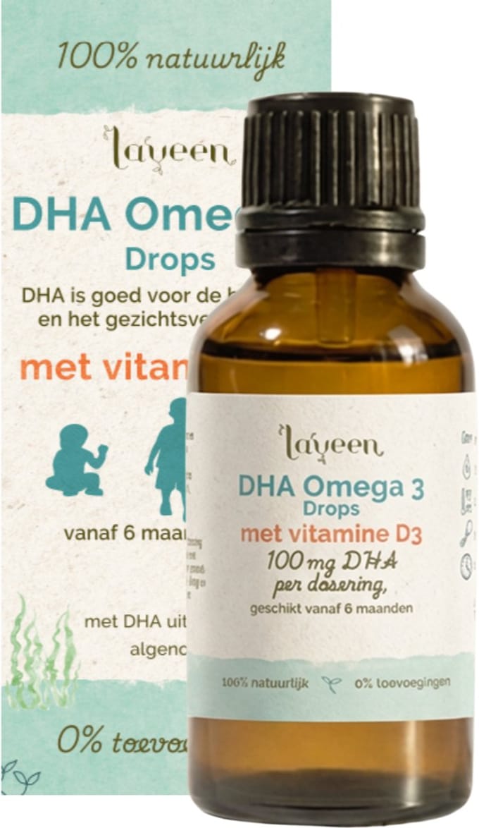 Laveen DHA Omega Drops – Met Vitamine D3 - Plantaardig - Druppels - Vegan - 100% natuurlijk