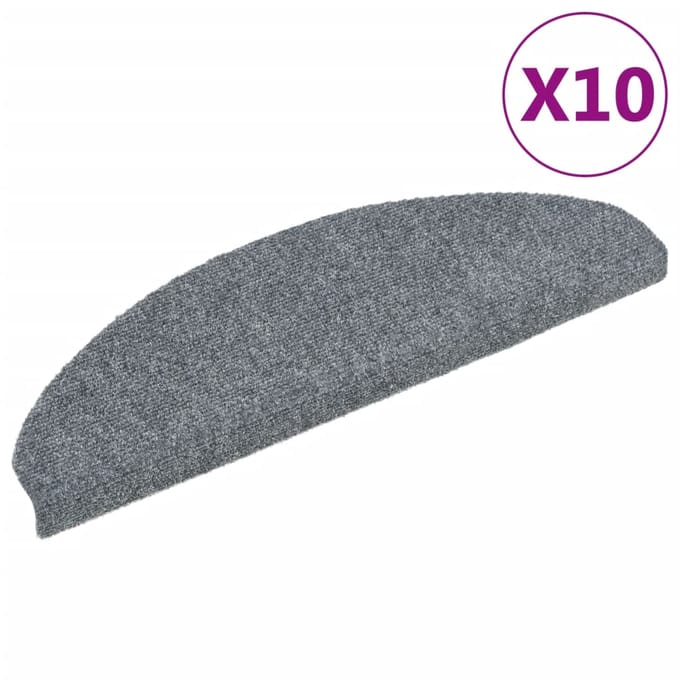 vidaXL - Trapmatten - Zelfklevend - 10 - st - 65x21x4 - cm - Lichtgrijs - Halfrond - Groot
