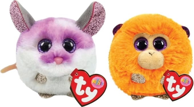 Ty - Knuffel - Teeny Puffies - Colby Mouse & Coconut Monkey