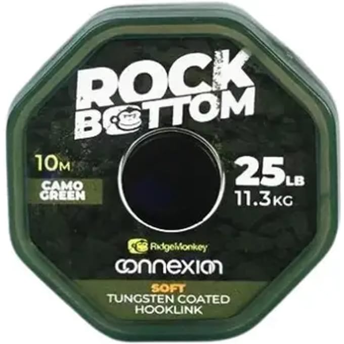 Ridgemonkey Connexion Rock Bottom Tungsten Soft Coated Hooklink 20 M Karperlijn Transparant 25 Lbs