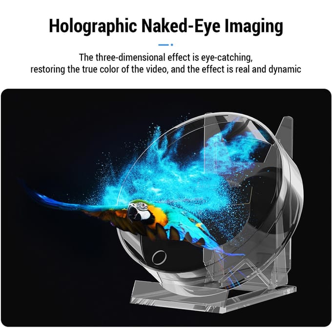 3D Hologram Ventilator 11cm LED Holografische Projector Reclamemachine Draagbaar Desktop NakedEye transparant