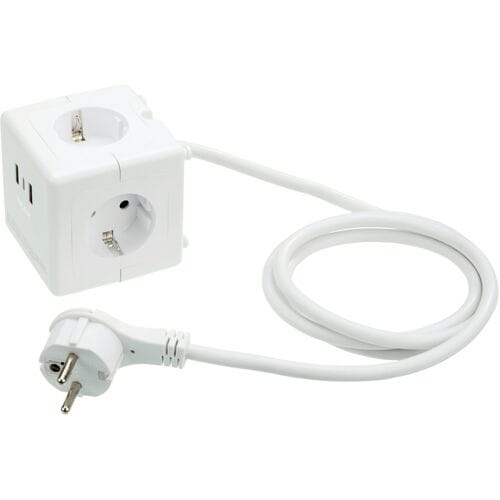 TRONIC Kubus-stekkerdoos met USB-aansluitingen (wit)
