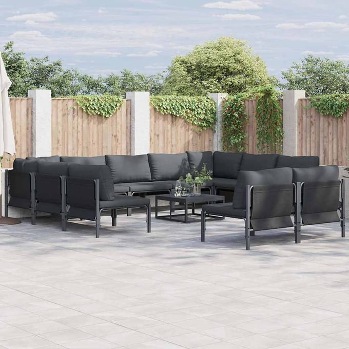 vidaXL - Tuinbank - Set - 12 - st - Zwart - Staal