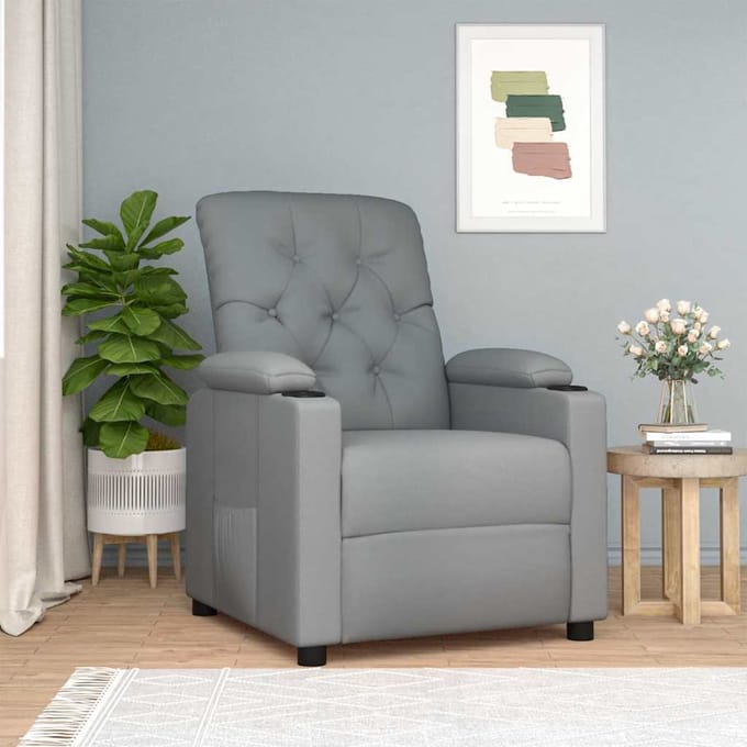 vidaXL - Fauteuil - verstelbaar - stof - lichtgrijs