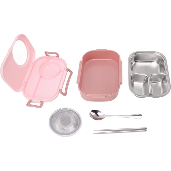 Boîte à déjeuner Bento 1450ml Compartiment en acier inoxydable Boîte à bento thermique Contenants Bento double couche L(for 6.5-9kg) rose
