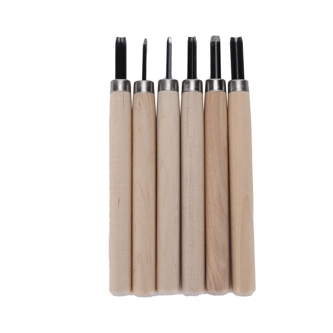 6 Stuks Houtsnijmes Set Beginners Rubberen Stempel Mesjes Staal Beeldhouwmes Set beige
