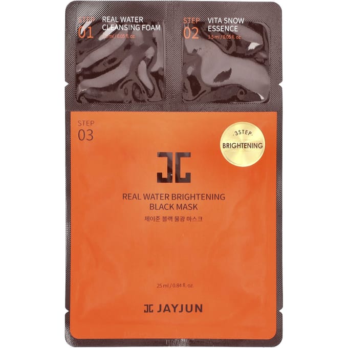 Jayjun Cosmetic, Real Water Brightening Black Beauty Mask, 3-staps verhelderend, 1 set black