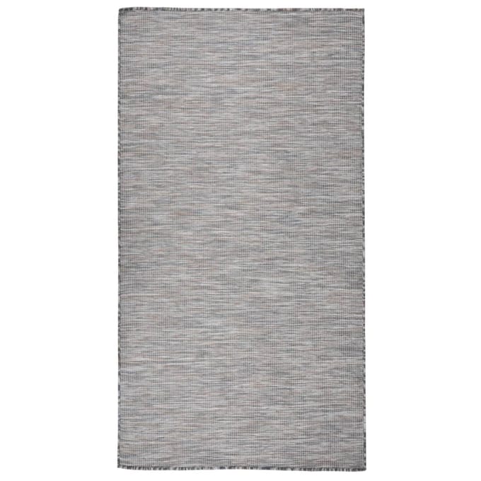 vidaXL - Buitenkleed - platgeweven - 80x150 - cm - bruin - en - blauw