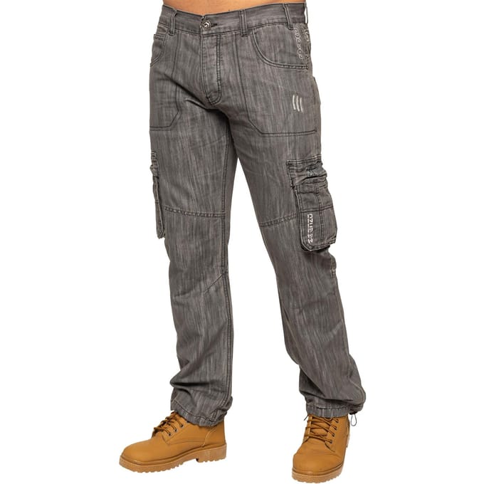 Enzo | Heren Combat Denim Jeans - Grijs