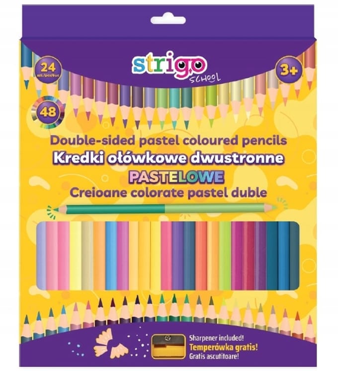 Strigo Kleurpotloden Dubbelzijdig Pastel 24 Stuks / 48 Kleuren