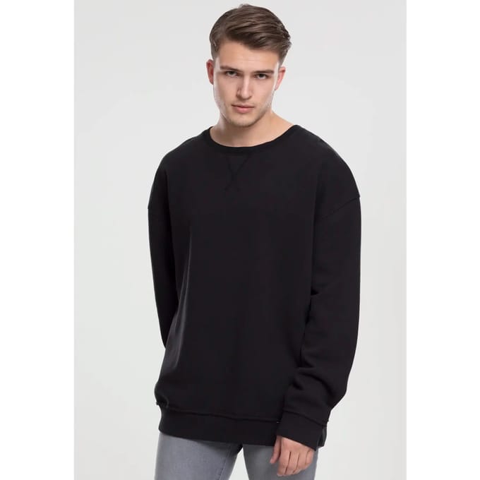 Urban Classics - Oversize Open Edge Crew Sweater/trui - M - Zwart