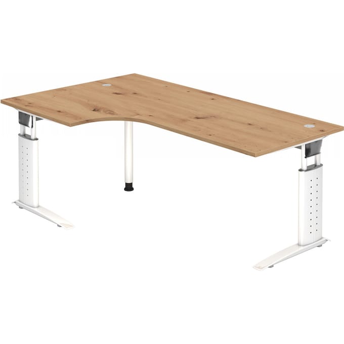 UNDA 82 W | Bureau - 200 x 120 Tafelhoogte I In hoogte verstelbaar Essen-Eik/Zilver