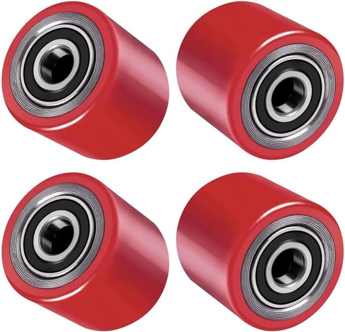 Set van 4 Polyurethaan Hefwagen Wielen 80x60 mm met As voor Heftruck
