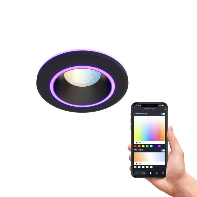 Calex Halo Slimme Inbouwspot - Smart Downlight - RGB en Warm Wit Licht - Zwart