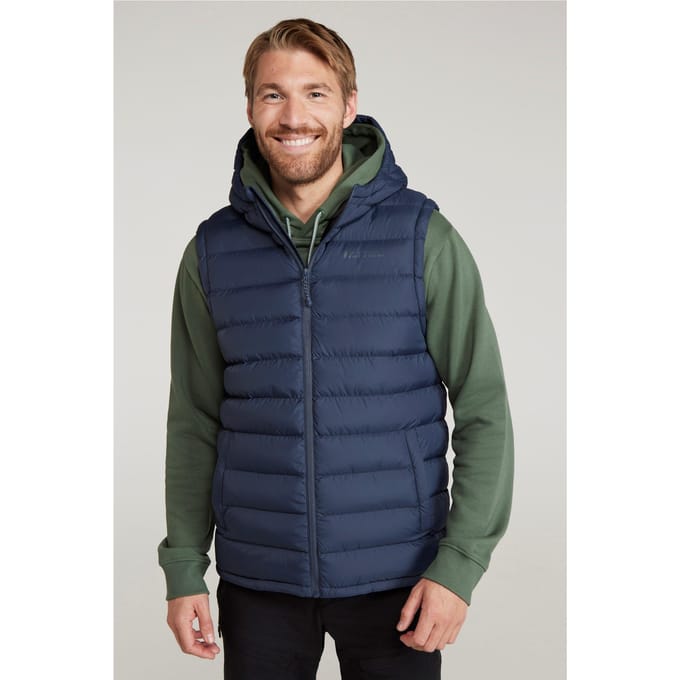 Mountain Warehouse Heren Seizoenen Gewatteerd Gilet met Capuchon (Marine)