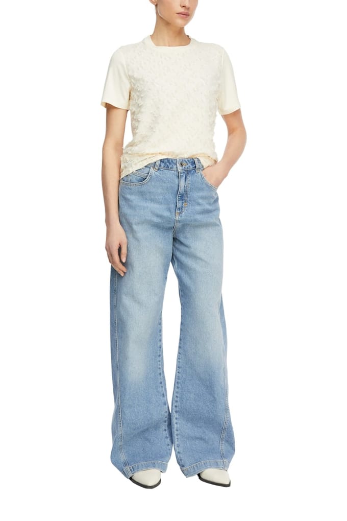 T-shirt van gemengde jersey met 3D-effect dames COMMA