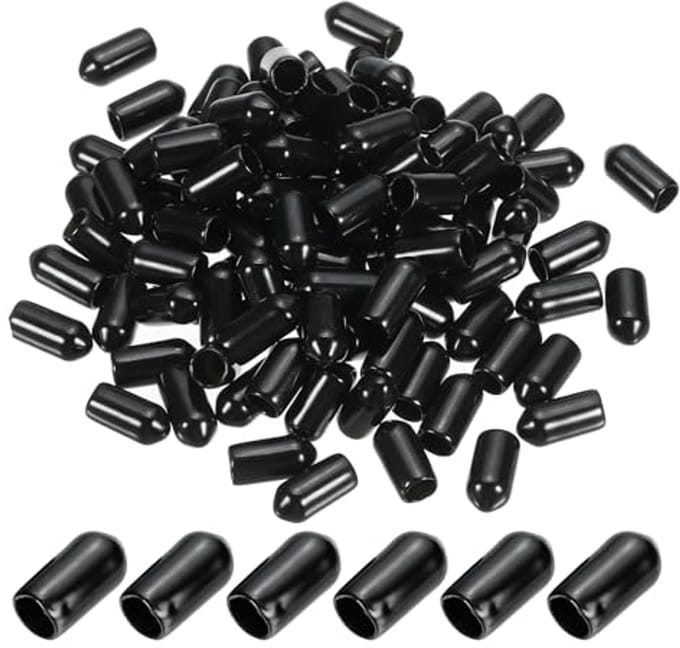 Zwarte 6 mm Flexibele Rubber Eindkappen - 150 Stuks voor Bescherming van Schroeven en Draad