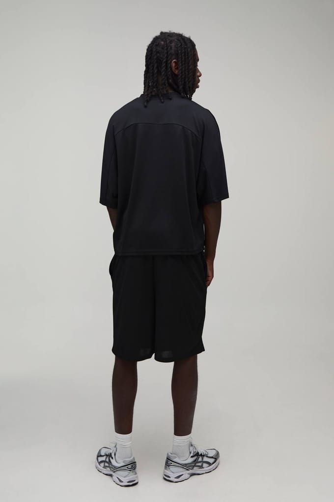Oversized Boxy Mesh Vleermuis 44 Hockey Top En Short Set | Black | Size 5XL
