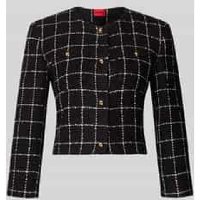 Shaped fit korte blazer met rasterruit, model 'ADINI-1'