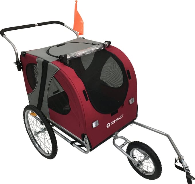 Topmast Easy Flow Hondenfietskar - Met Jogger Functie - Opvouwbaar - Rood - Large