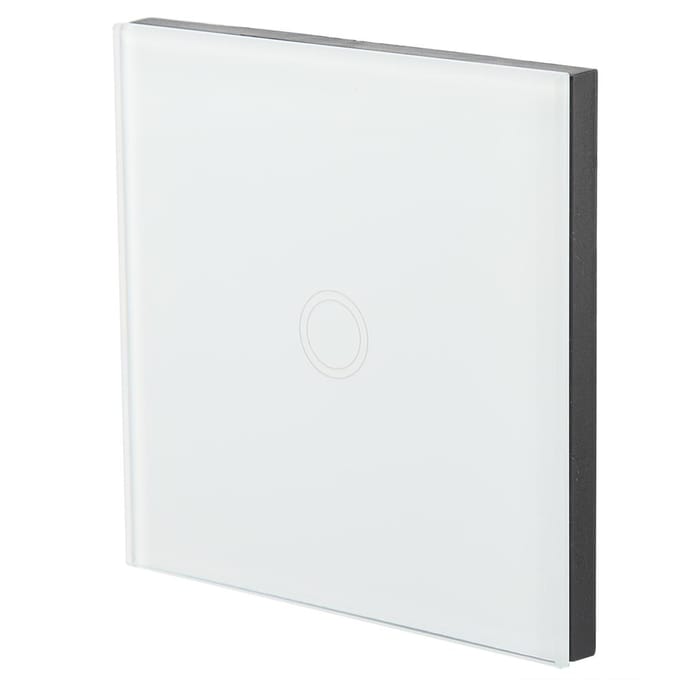 Interrupteur tactile intelligent à panneau de verre trempé unidirectionnel avec télécommande sans fil  (blanc) blanc