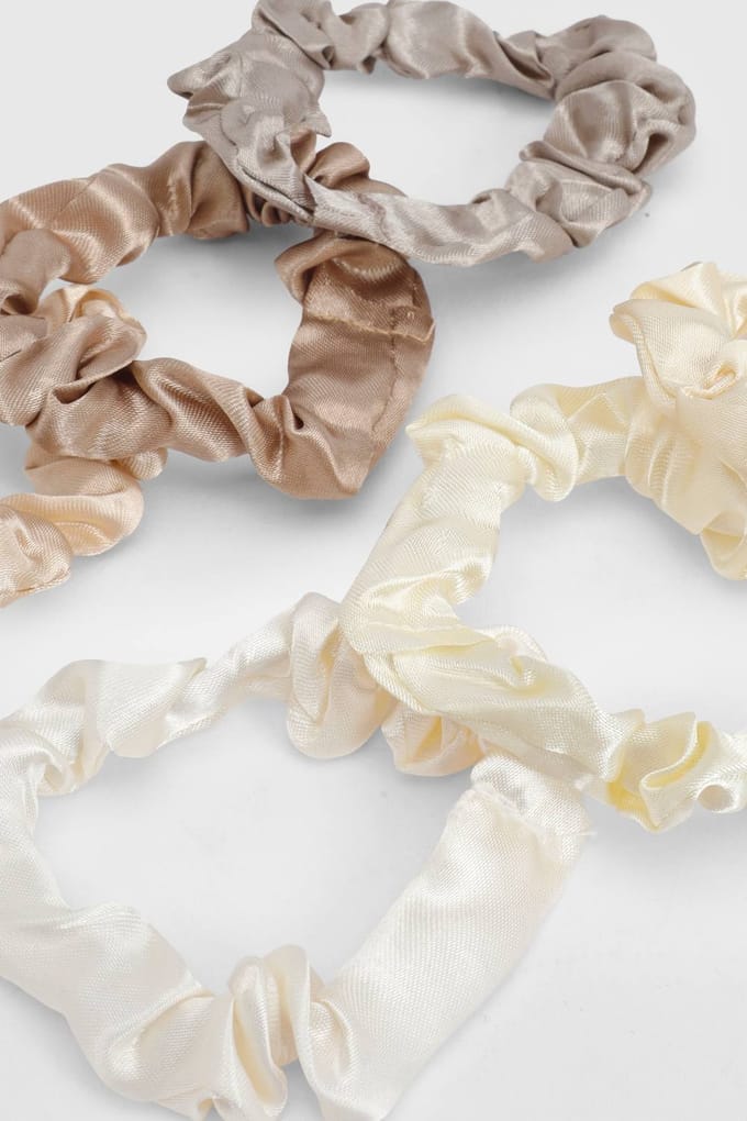 boohoo Dames Satijnen Scrunchies 6-pack