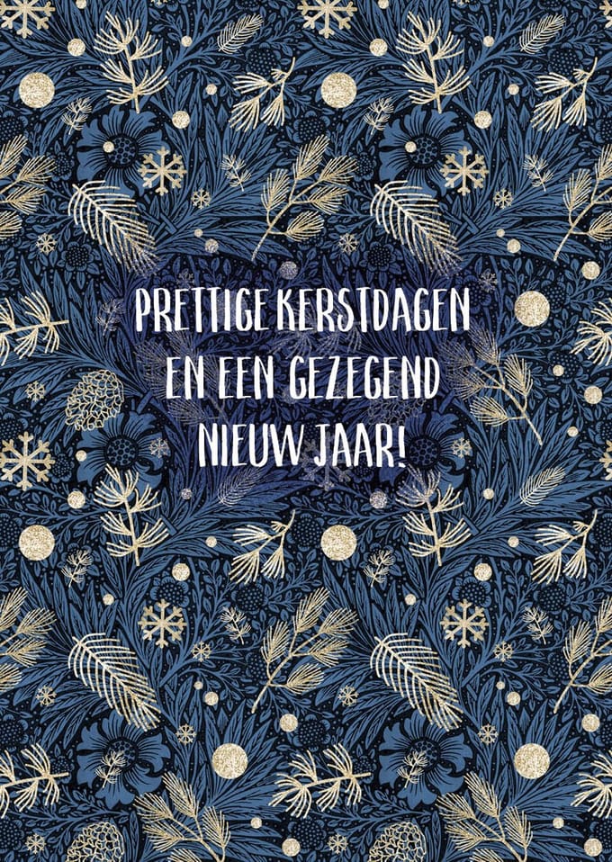 Kerstkaart 'Prettige kerstdagen - blauw'' 12 stuks met envelop