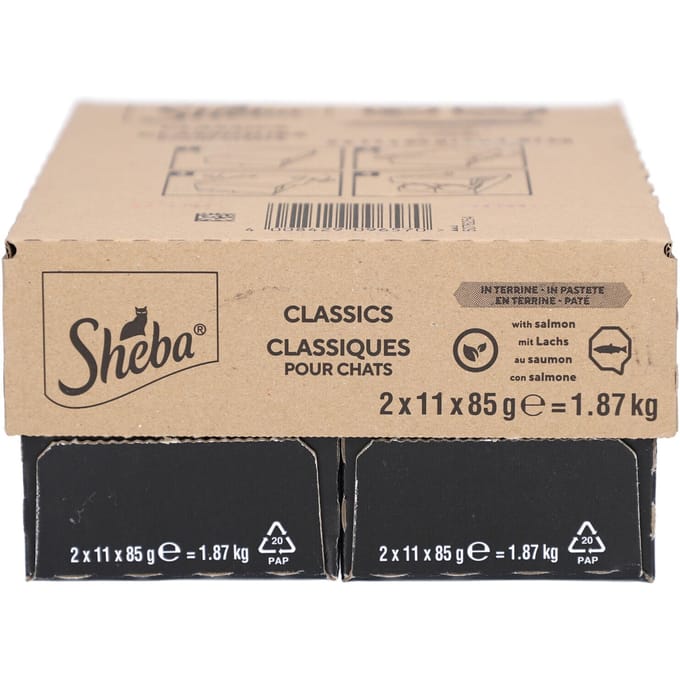 Sheba Classics Pate - Zalm - Aluminium Kuipjes - Kattenvoer - 18 x 85 gr