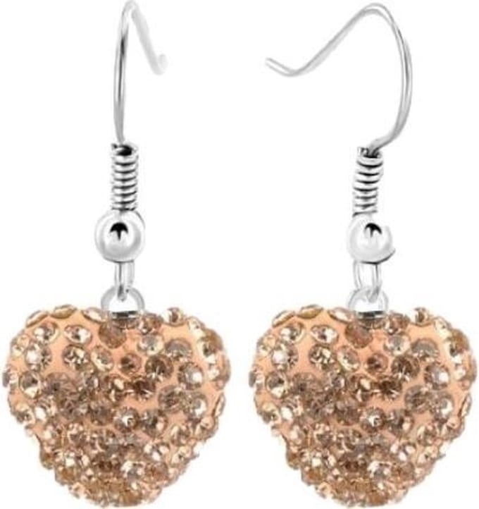Fako Bijoux® - Oorbellen - Disco Dots - Hanger - Hart - Goudkleurig