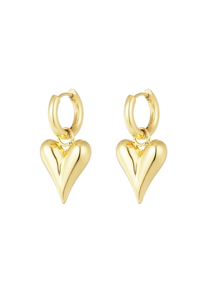 90 NOTES - Big Heart Oorbellen - goudkleurig