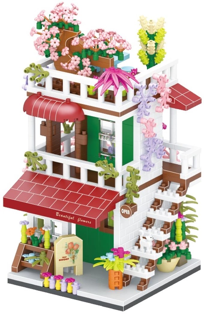 Mini bouwblokken - bloemenwinkel - 1085 stuks