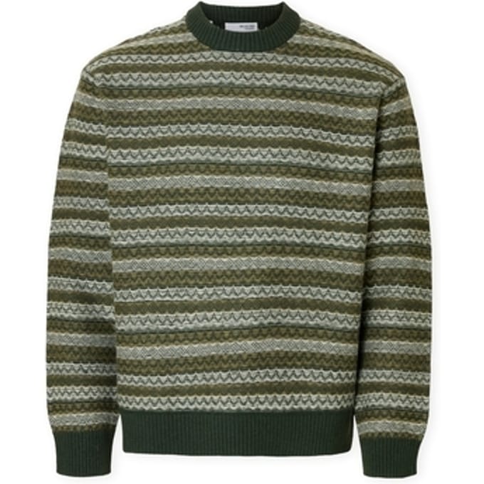 Trui Selected Revy Knit - Deep Forest/Dried Herb