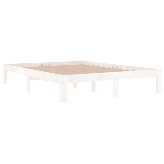 vidaXL - Bedframe - massief - grenenhout - wit - 140x190 - cm